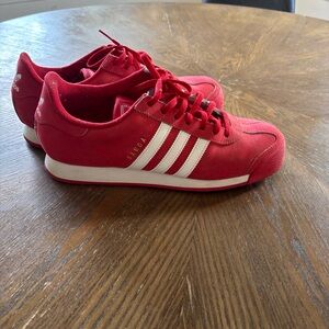 adidas Samoa Red Low-Top Sneakers with White Stripes